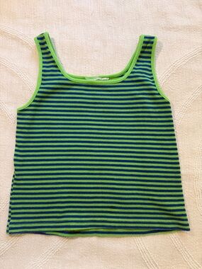 Source Unknown Green & Blue Striped Tank Top